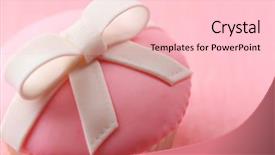  Presentation with light pink - Colorful theme enhanced with light pink colour - tasty cupcake with bow backdrop and a lemonade colored foreground