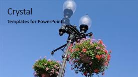  Presentation with light hanging - Amazing slide deck having light post - victorian street lamp with hanging backdrop and a teal colored foreground