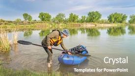  Presentation with expedition - Presentation featuring light raft used for expedition background and a coral colored foreground