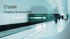  Presentation with electric train - PPT theme having light rail - electric train in metro background and a light blue colored foreground