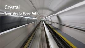  Presentation with underground mining gold mine tunnel - Slides featuring light rail - going trough the underground tunnel background and a gray colored foreground