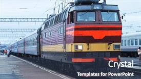  Presentation with train - Theme having light rail - image of a train background and a ocean colored foreground