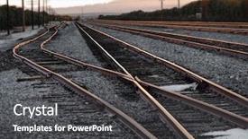  Presentation with railroad crossing railroad crossing sign - Audience pleasing presentation consisting of light rail - modern railroad crossing sign backdrop and a dark gray colored foreground