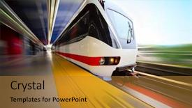  Presentation with rail - Cool new PPT theme with light rail - motion blurred public rapid train backdrop and a gold colored foreground