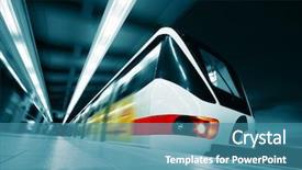  Presentation with train - Slide deck featuring light rail - motion blurred rapid train background and a teal colored foreground