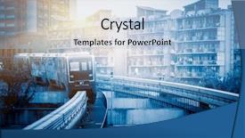  Presentation with metro rail - Amazing presentation theme having light rail - moving metro monorail in chongqing backdrop and a light blue colored foreground