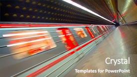  Presentation with metro rail - Beautiful PPT theme featuring light rail - moving metro train backdrop and a coral colored foreground