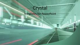  Presentation with metro train - PPT theme enhanced with light rail - wide angle view of modern background and a seafoam green colored foreground