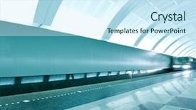  Presentation with metro train - Presentation design consisting of light rail - wide angle view of modern background and a cool aqua colored foreground
