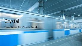  Presentation with metro train - Presentation theme consisting of light rail - wide angle view of modern background and a light blue colored foreground