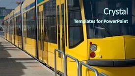  Presentation with tram - Beautiful slides featuring light rail - yellow modern tram backdrop and a navy blue colored foreground