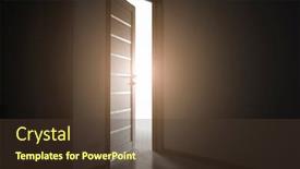  Presentation with open door - Presentation theme enhanced with light-revealing-through-the-half background and a tawny brown colored foreground