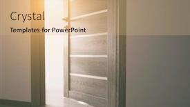  Presentation with open door - Slide deck featuring light-revealing-through-the-half background and a coral colored foreground