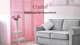  Presentation with light pink - Slides with light room interior with pink folding screen background and a lemonade colored foreground