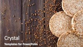  Presentation with vintage - Colorful PPT theme enhanced with light scattering - round buckwheat crispbread on wooden backdrop and a tawny brown colored foreground