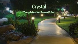  Presentation with garden - PPT theme enhanced with light source - garden at night background and a wine colored foreground