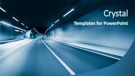  Presentation with tunnel - PPT theme enhanced with blue color tunnel car driving background and a navy blue colored foreground