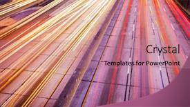  Presentation with freeway - PPT theme featuring light streaks - freeway traffic at night background and a coral colored foreground