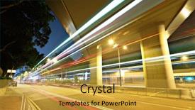  Presentation with night city - Colorful presentation design enhanced with light streaks - traffic in city at night backdrop and a  colored foreground