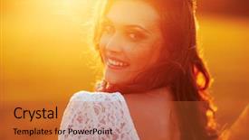  Presentation with sunshine - Presentation design consisting of light summer colors - beauty sunshine girl portrait happy background and a red colored foreground