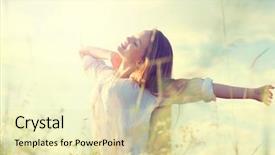  Presentation with free nature - Beautiful slides featuring light sunrise glow sun free backdrop and a soft green colored foreground