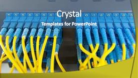  Presentation with data transfer - Slide set having light switches sockets - data transfer by optical fibre background and a teal colored foreground