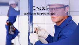  Presentation with electrician - Slides with light switches sockets - electrician wiring a wall socket background and a light blue colored foreground