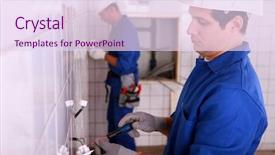  Presentation with electricians - Audience pleasing theme consisting of light switches sockets - electricians plumbing a bathroom backdrop and a pink colored foreground