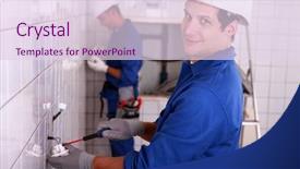  Presentation with electricians - Theme having light switches sockets - electricians wiring a large white background and a lemonade colored foreground