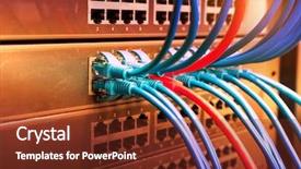  Presentation with ethernet - Amazing slide deck having light switches sockets - network switch and ethernet cables backdrop and a tawny brown colored foreground