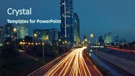  Presentation with highway - PPT layouts enhanced with light traces and modern building background and a  colored foreground