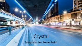  Presentation with traffic light - Cool new slide deck with light traces on traffic junctions backdrop and a light blue colored foreground