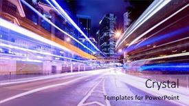  Presentation with road light - Beautiful slide deck featuring light trail - busy traffic on the road backdrop and a light blue colored foreground