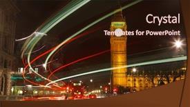  Presentation with london at night - Amazing PPT theme having light trail - traffic in night london uk backdrop and a wine colored foreground