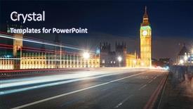  Presentation with westminster - Audience pleasing slides consisting of light trail on westminster bridge with big ben at night in london backdrop and a navy blue colored foreground