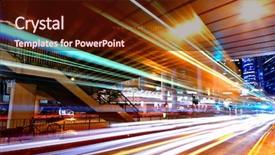  Presentation with light - Slides having light trails in mega city background and a wine colored foreground