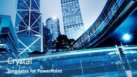  Presentation with hong kong china - Beautiful presentation theme featuring light trails in the downtown district hong kong china backdrop and a ocean colored foreground