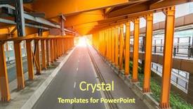  Presentation with steel bridge - Presentation theme having light trails in the tunnel background and a coral colored foreground