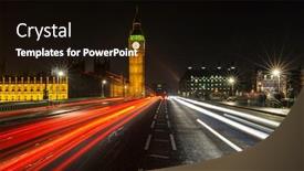  Presentation with houses cars - Cool new PPT theme with light trails of cars backdrop and a black colored foreground