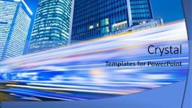  Presentation with modern building - Presentation with light trails on the modern background and a light blue colored foreground