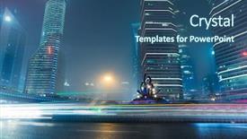  Presentation with pedestrian bridge - Beautiful presentation theme featuring light trails through pedestrian bridge backdrop and a ocean colored foreground