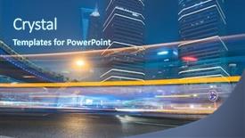  Presentation with pedestrian bridge - Presentation theme with light trails through pedestrian bridge background and a ocean colored foreground