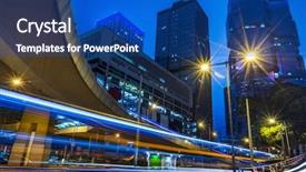  Presentation with hongkong - Presentation featuring light trails through the footbridge hongkong china background and a ocean colored foreground