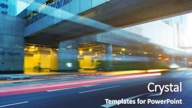  Presentation with hongkong - Presentation featuring light trails through the footbridge background and a ocean colored foreground