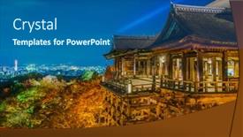  Presentation with laser light - Audience pleasing PPT layouts consisting of light up laser show at beautiful architecture in kiyomizu-dera temple kyoto japan backdrop and a ocean colored foreground