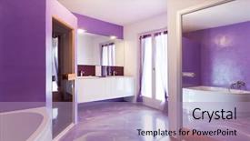  Presentation with bathroom - Presentation design enhanced with light violet - interior new house comfortable bathroom background and a light blue colored foreground