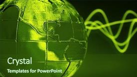  Presentation with abstract wave - Cool new presentation design with light waves - abstract green glass globe wave backdrop and a tawny brown colored foreground