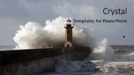  Presentation with lighthouse - Presentation theme having light waves - lighthouse in foz of douro background and a light gray colored foreground