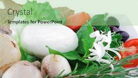  Presentation with light green - PPT layouts featuring light white feta cheese and green lettuce on white background and a mint green colored foreground