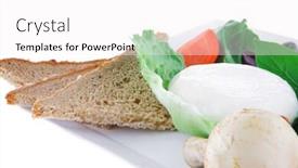  Presentation with feta cheese - Presentation enhanced with light white feta cheese and green lettuce on white background and a white colored foreground